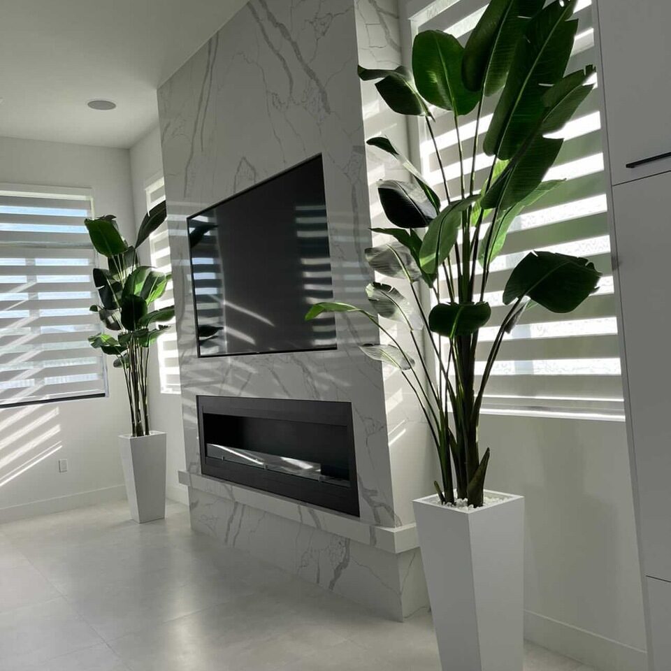 Tall Artificial Bird of Paradise in White Tapered Planter