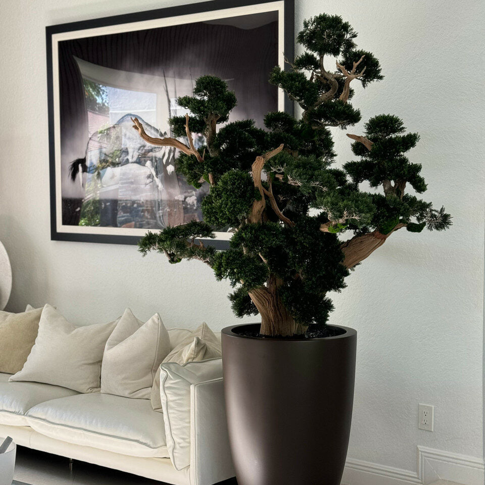 Luxury Artificial Bonsai Forest Tree – Deep Bronze Tall Vase Edition