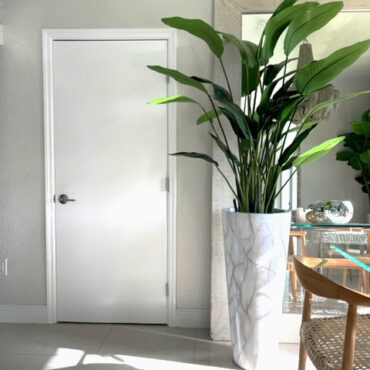 Luxury Artificial Bird of Paradise – White Marble Tall Vase Edition