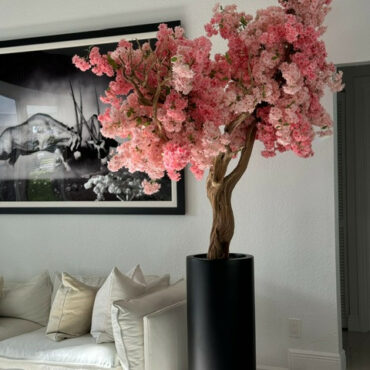 Premium Artificial Cherry Blossom Tree – Black Tall Vase Collection