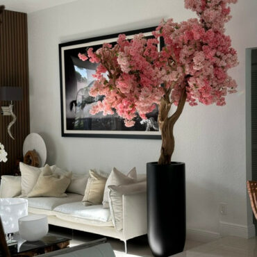 Premium Artificial Cherry Blossom Tree – Black Tall Vase Collection